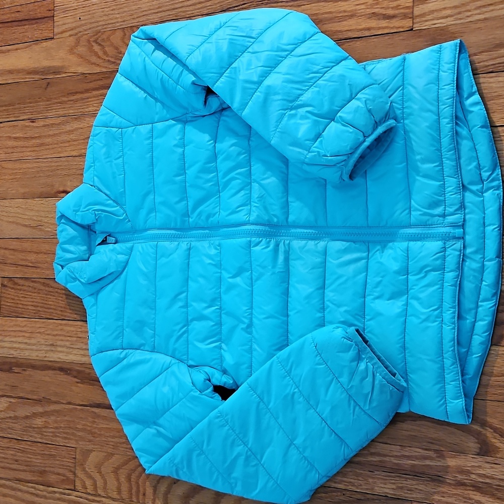H&M Girls Teal Puffer Jacket Size 8-9Y Great Shape